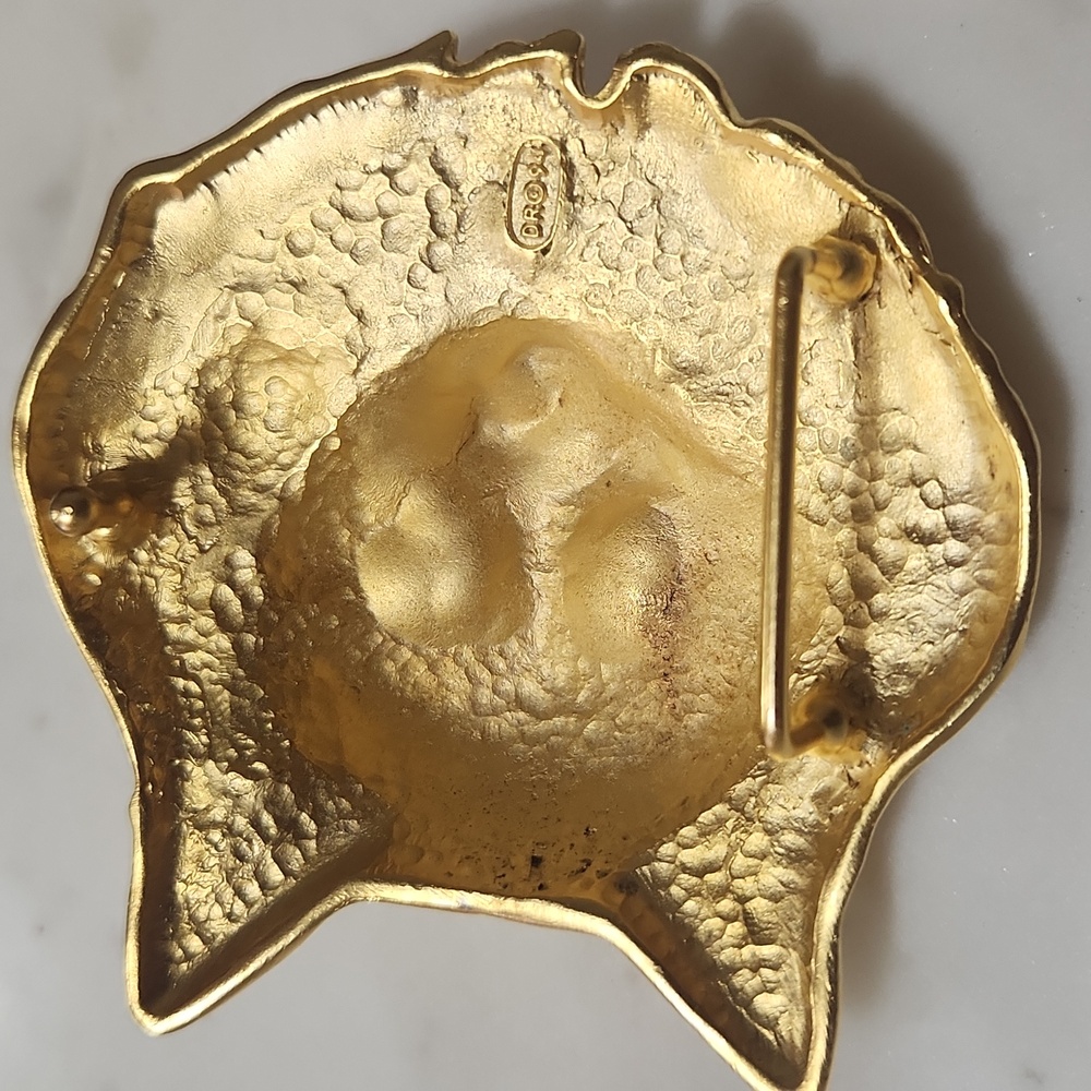 RARE Doreen Ryan 94 Vintage Golden Cat Belt Buckle With Rhinestone Diamond Eyes - Picture 3 of 14